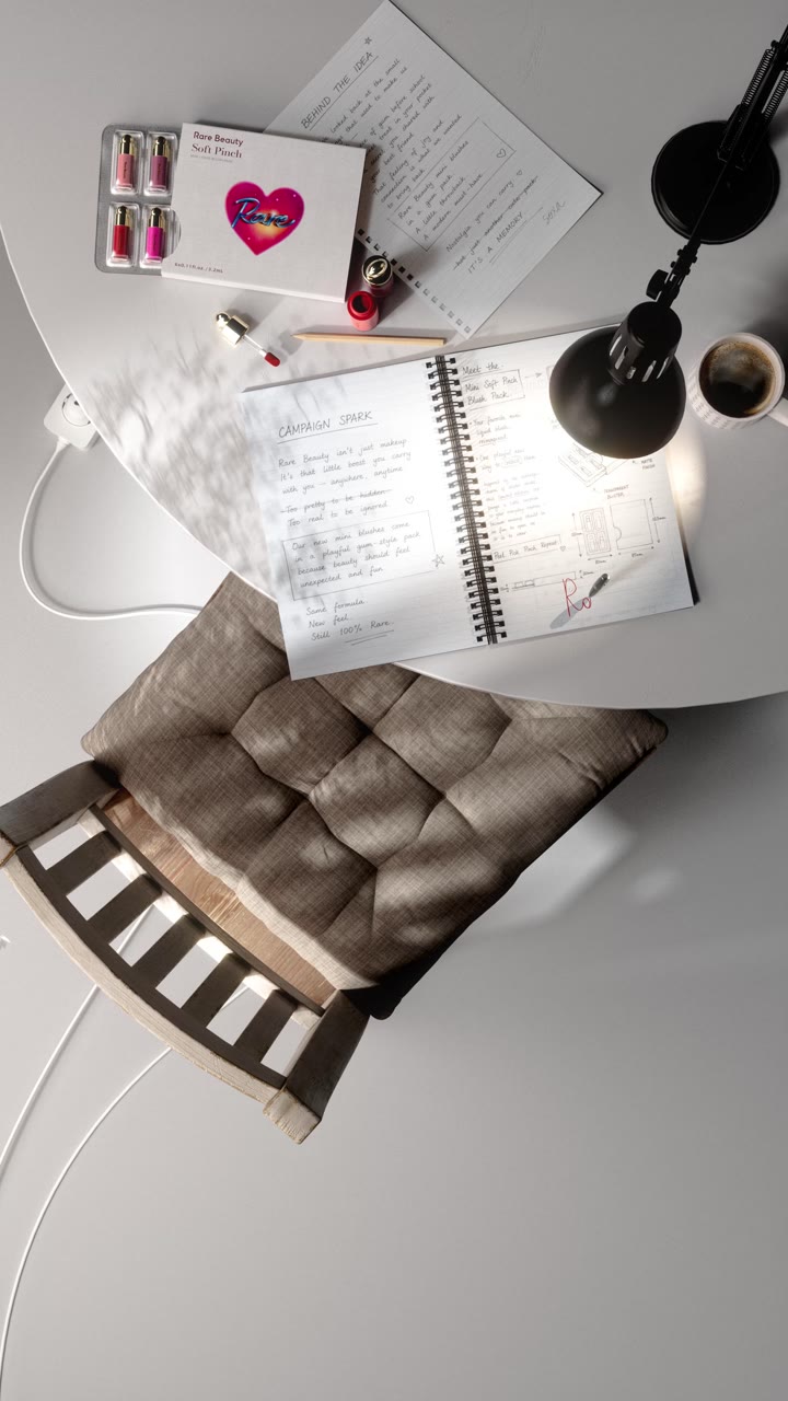 Rare Beauty concept on a notebook desk